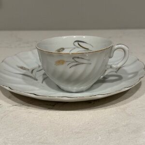 Vintage White and Gold Teacup and Luncheon Plate